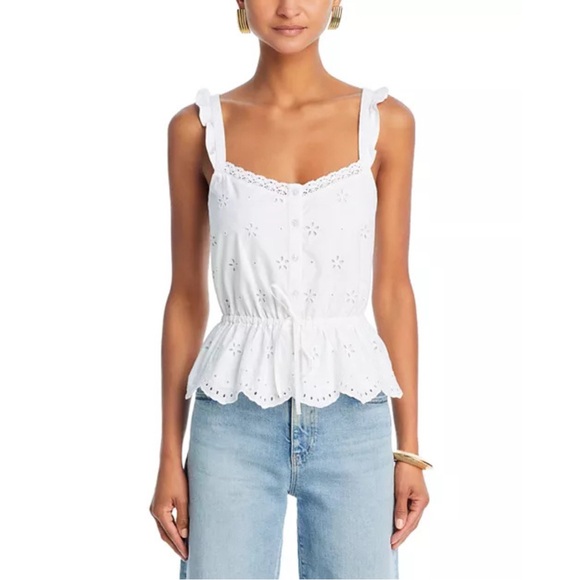 PAIGE Marsa Eyelet Embroidered Top White Size 0 NWT - Picture 4 of 6